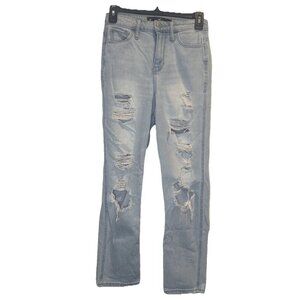Hollister Ultra High Rise Mom Denim Jeans Vintage Stretch Distressed 24w X 27L